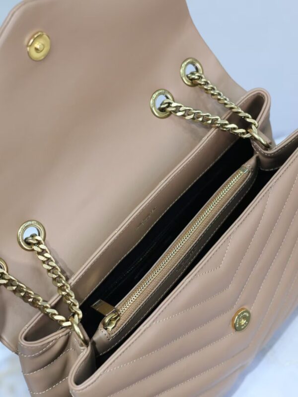 YSL Loulou Bag Milk Tea Gold Logo