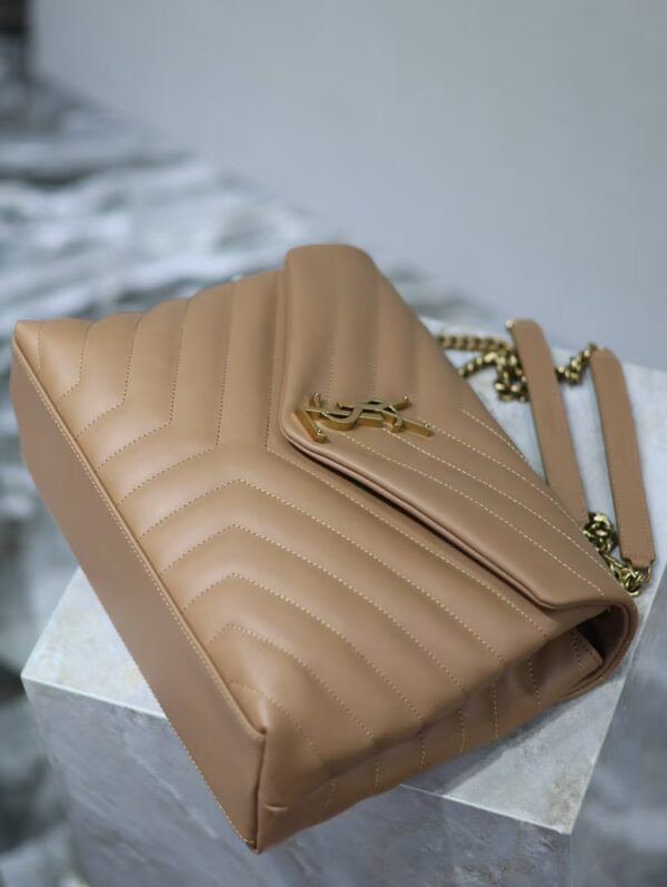 YSL Loulou Bag Milk Tea Gold Logo