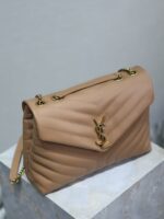 YSL Loulou Bag Milk Tea Gold Logo