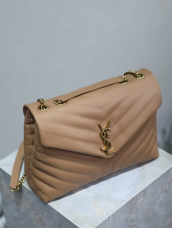 YSL Loulou Bag Milk Tea Gold Logo