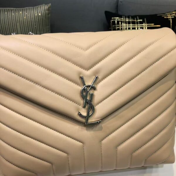 YSL Loulou Bag Milk Tea Silver Logo