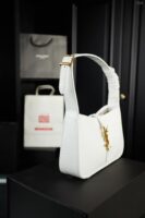 YSL Shoulder Bag Croc White Gold