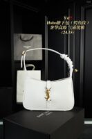 YSL Shoulder Bag Croc White Gold