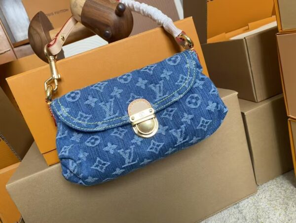 Louis Vuitton Denim Shoulder Bag Denim Light Blue Canvas