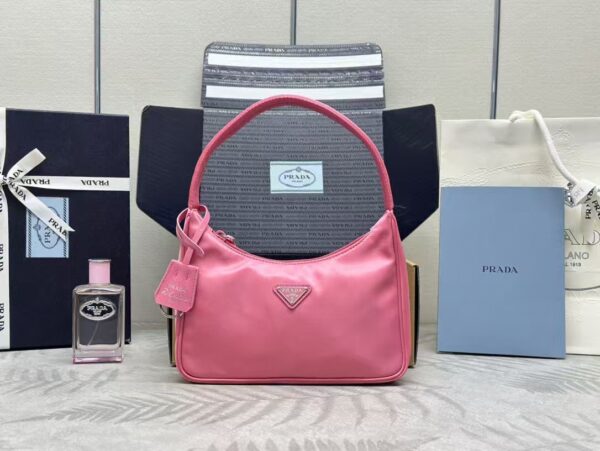 Prada Nylon Shoulder Bag Rose Red Nylon