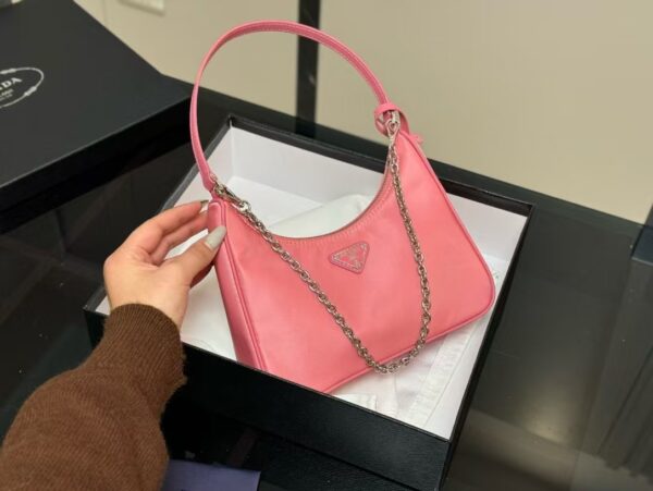 Prada Chain Shoulder Bag Rose Red Chain