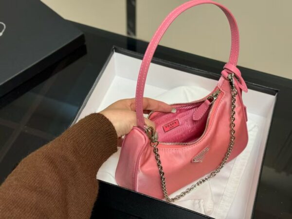 Prada Chain Shoulder Bag Rose Red Chain