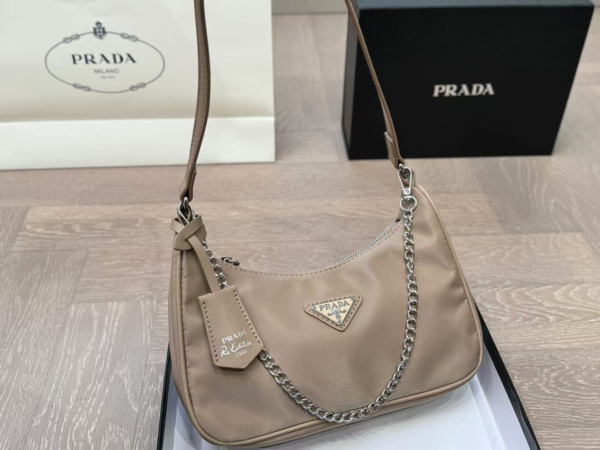 Prada Chain Shoulder Bag Khaki Chain