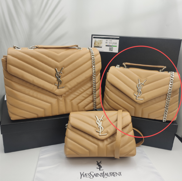 YSL Loulou Bag Milk Tea Silver Logo