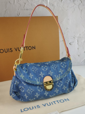Louis Vuitton Denim Shoulder Bag Denim Light Blue Canvas