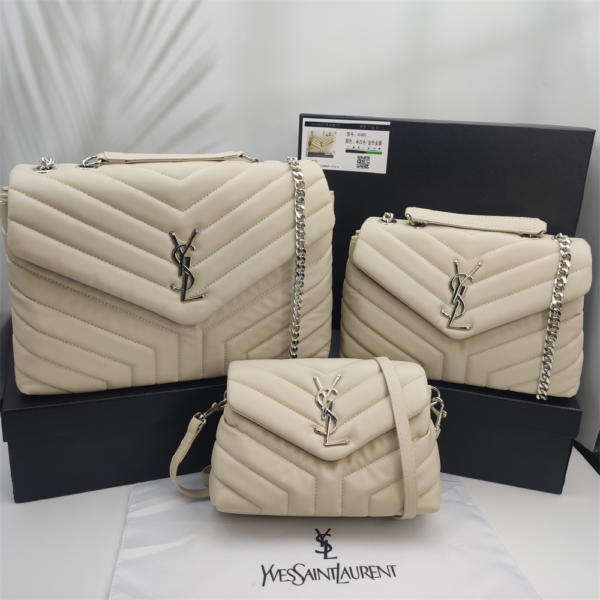 YSL Loulou Bag Beige Silver