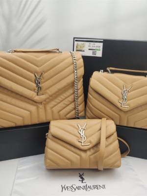 YSL Loulou Bag Milk Tea Silver Logo