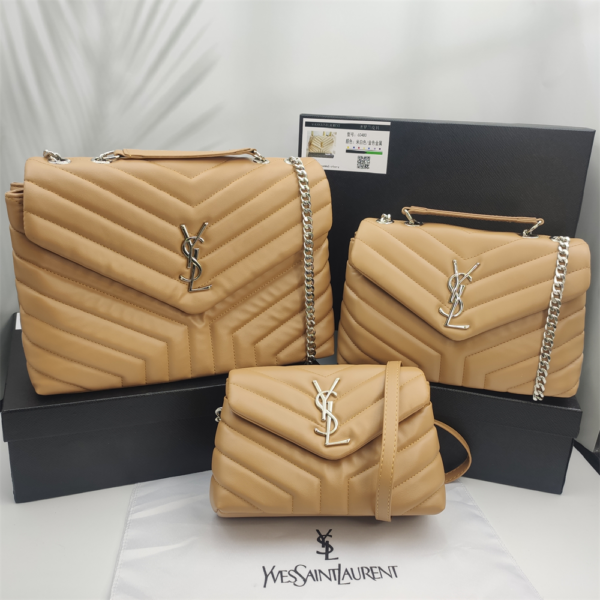 YSL Loulou Bag Milk Tea Silver Logo