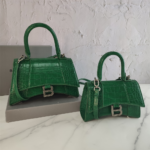 Balenciaga Hourglass Bag Light Green Green Silver Silver Logo