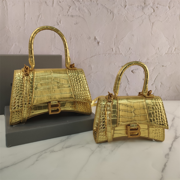 Balenciaga Hourglass Bag Gold Gold Logo