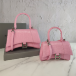Balenciaga Hourglass Bag Nude Pink Pink Silver Silver Logo