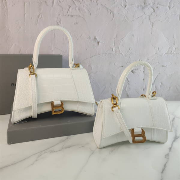 Balenciaga Hourglass Bag White Gold Logo