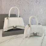 Balenciaga Hourglass Bag White Silver Logo