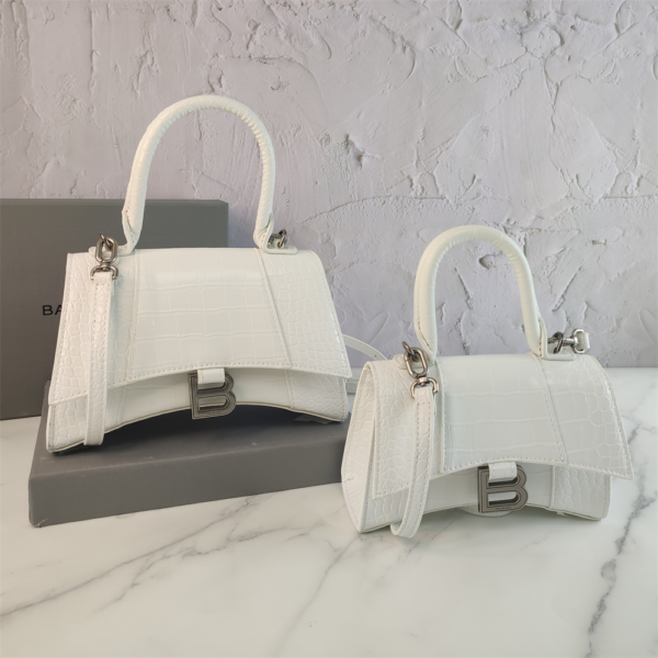 Balenciaga Hourglass Bag White Silver Logo