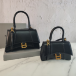Balenciaga Hourglass Bag Smooth Black Gold