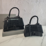 Balenciaga Hourglass Bag Croc Black