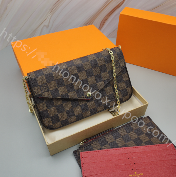 Louis Vuitton 3-in-1 Card Holder Coffee Check Red