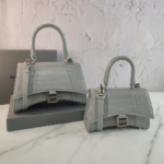 Balenciaga Hourglass Bag Light Gray Gray Silver Silver Logo