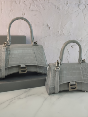 Balenciaga Hourglass Bag Light Gray Gray Silver Silver Logo