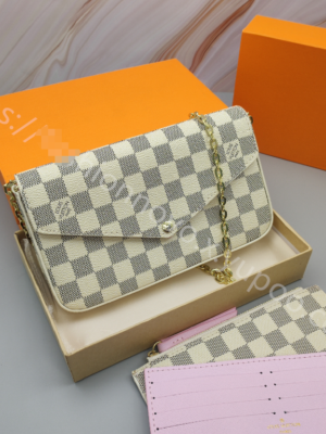 Louis Vuitton 3-in-1 Card Holder White Check Pink