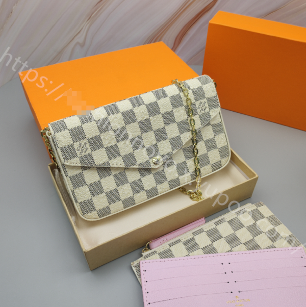 Louis Vuitton 3-in-1 Card Holder White Check Pink