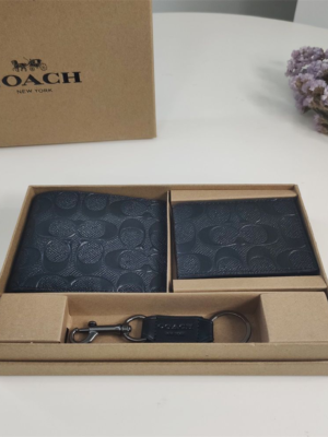 Coach Small Wallet Black Embossed