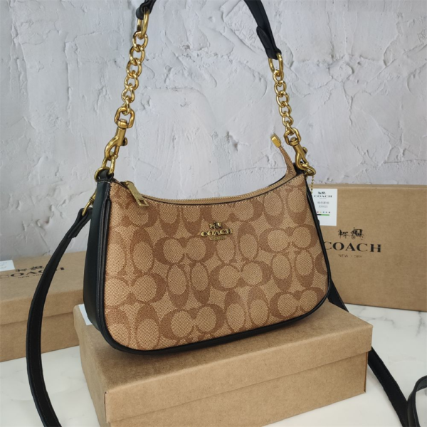 Coach Shoulder Bag Khaki Print