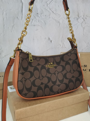Coach Shoulder Bag Brown Print