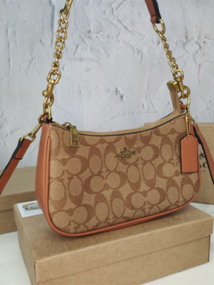 Coach Shoulder Bag Khaki Print