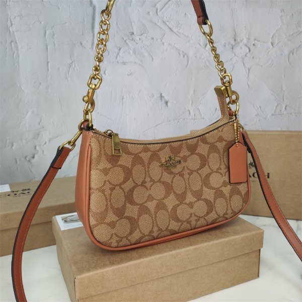 Coach Shoulder Bag Khaki Print