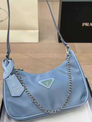Prada Chain Shoulder Bag Light Blue Chain