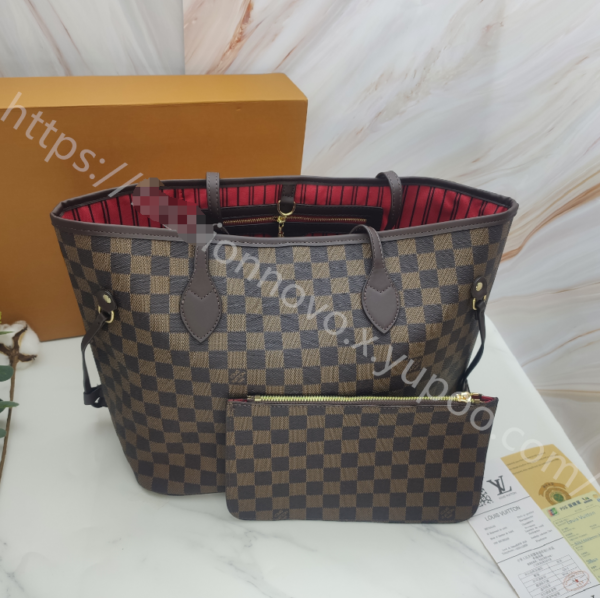 Louis Vuitton Shopping Bag Brown Check