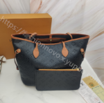 Louis Vuitton Shopping Bag Black Brown Embossed Small Embossed