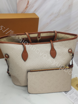 Louis Vuitton Shopping Bag Khaki Embossed Small Embossed