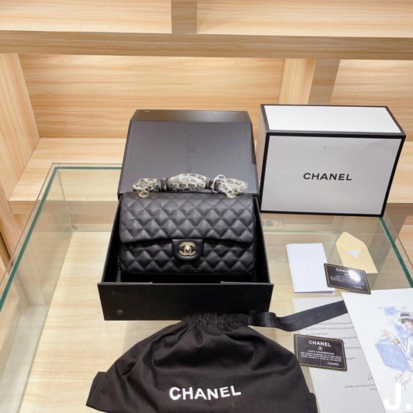 Chanel Classic Flap Bag Black Gold