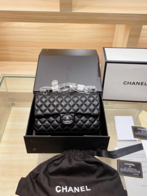 Chanel Classic Flap Bag Black Silver