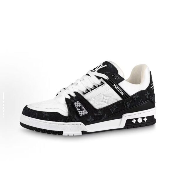 Louis Vuitton Trainer Sneaker Black White Denim 1A9JG9
