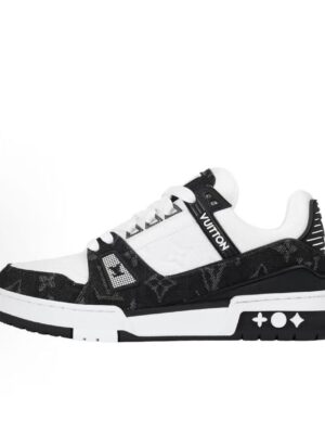 Louis Vuitton Trainer Sneaker Black White Denim 1A9JG9